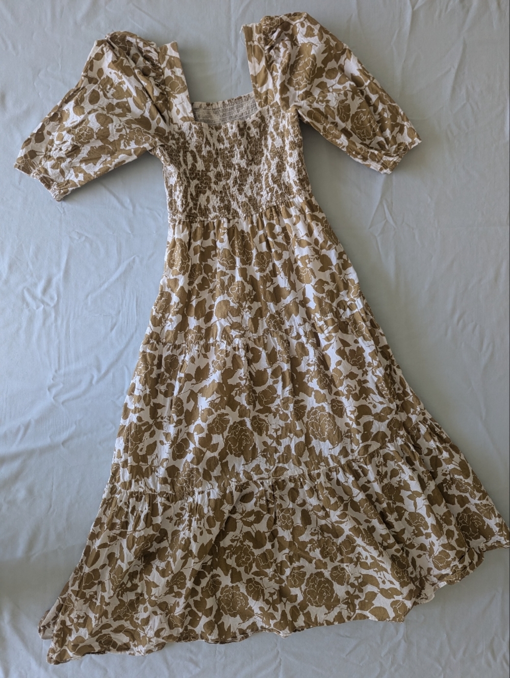 Moon River Anthropologie Smocked Poplin Dress With Puff Sleeves - Picture 9 of 11